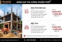 Báo giá thi công phần thô nhà phố mới nhất – Cách tính chi phí và các yếu tố ảnh hưởng